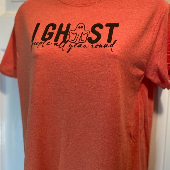 Halloween custom unisex size small T-shirt “I GHOST PEOPLE ALL YEAR ROUND - Picture 1 of 4